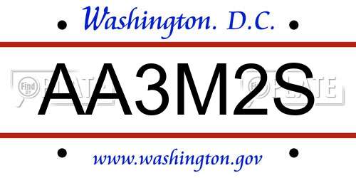 AA3M2S District Of Columbia License Plate