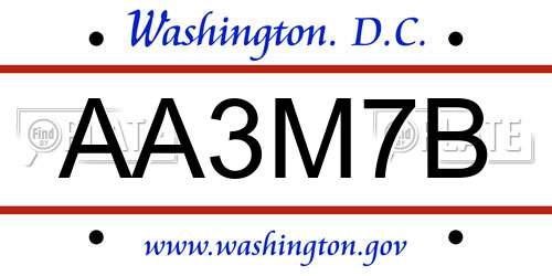 AA3M7B District Of Columbia License Plate