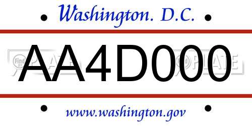 AA4D000 District Of Columbia License Plate