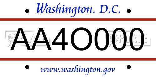 AA4O000 District Of Columbia License Plate