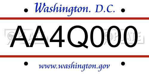 AA4Q000 District Of Columbia License Plate