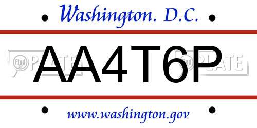AA4T6P District Of Columbia License Plate