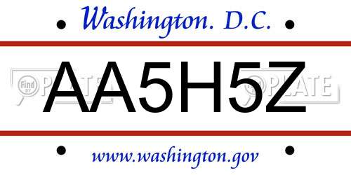 AA5H5Z District Of Columbia License Plate