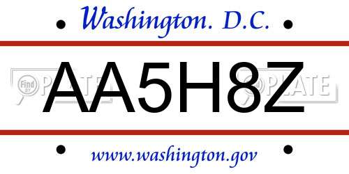 AA5H8Z District Of Columbia License Plate