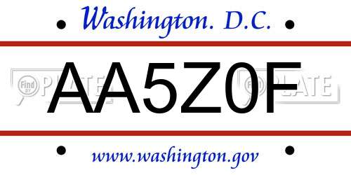 AA5Z0F District Of Columbia License Plate