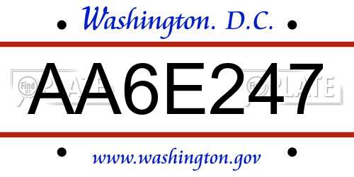 AA6E247 District Of Columbia License Plate