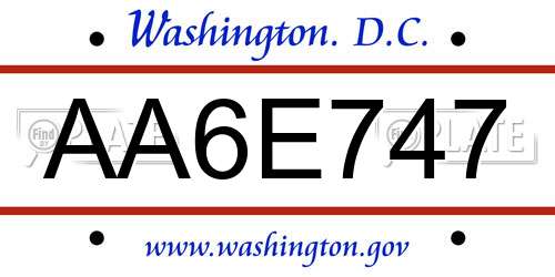 AA6E747 District Of Columbia License Plate