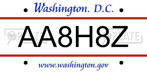 AA8H8Z District Of Columbia License Plate