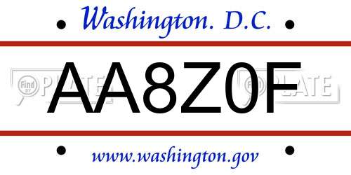 AA8Z0F District Of Columbia License Plate