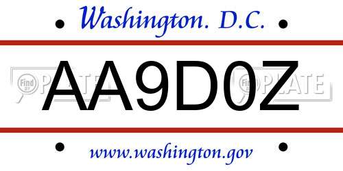 AA9D0Z District Of Columbia License Plate