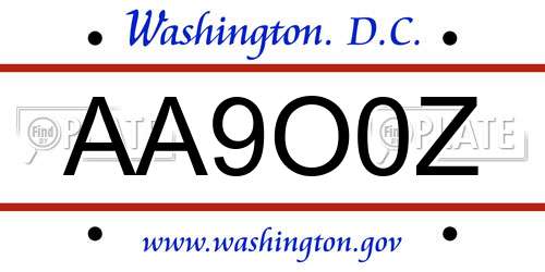 AA9O0Z District Of Columbia License Plate