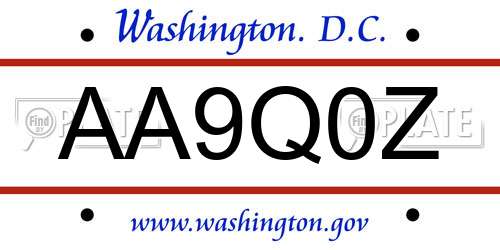 AA9Q0Z District Of Columbia License Plate
