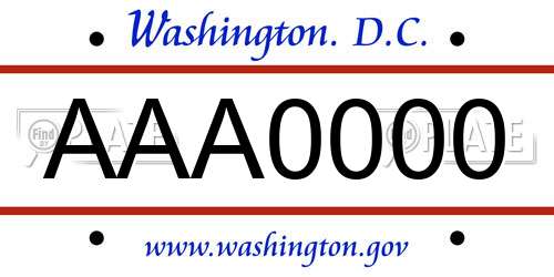 AAA0000 District Of Columbia License Plate