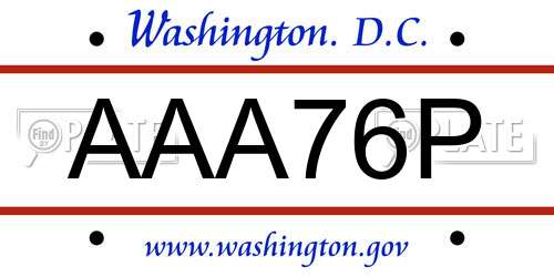 AAA76P District Of Columbia License Plate