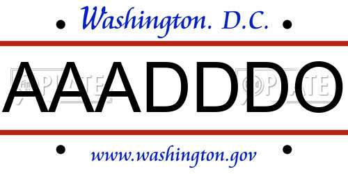 AAADDDO District Of Columbia License Plate