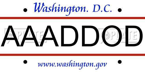 AAADDOD District Of Columbia License Plate