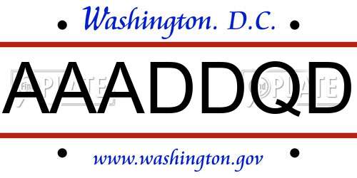 AAADDQD District Of Columbia License Plate