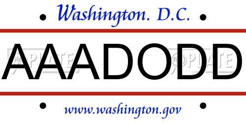 AAADODD District Of Columbia License Plate