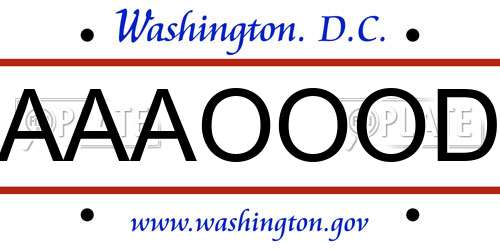 AAAOOOD District Of Columbia License Plate