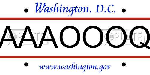AAAOOOQ District Of Columbia License Plate