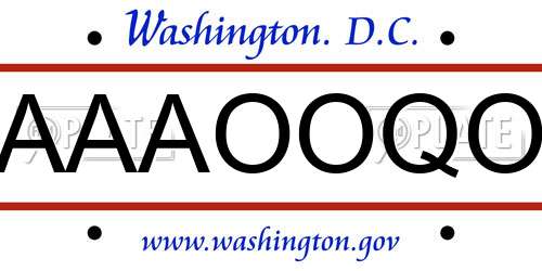 AAAOOQO District Of Columbia License Plate