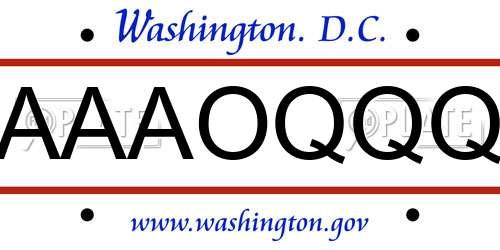 AAAOQQQ District Of Columbia License Plate