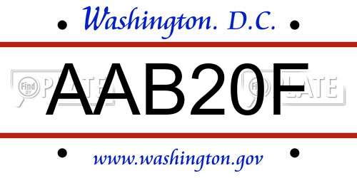 AAB20F District Of Columbia License Plate