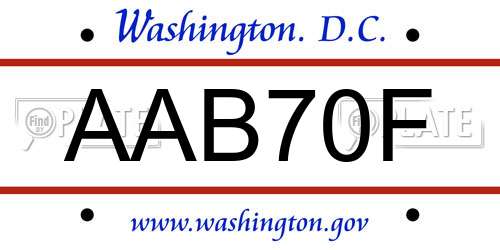 AAB70F District Of Columbia License Plate