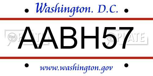 AABH57 District Of Columbia License Plate