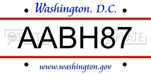 AABH87 District Of Columbia License Plate