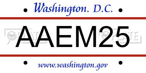 AAEM25 District Of Columbia License Plate
