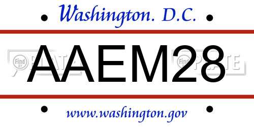 AAEM28 District Of Columbia License Plate