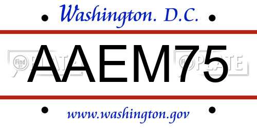 AAEM75 District Of Columbia License Plate