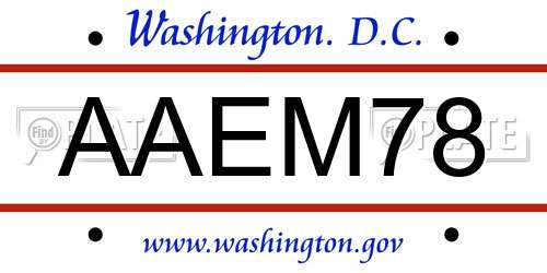 AAEM78 District Of Columbia License Plate