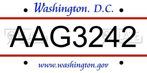 AAG3242 District Of Columbia License Plate