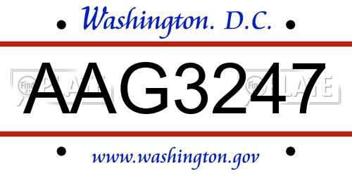 AAG3247 District Of Columbia License Plate