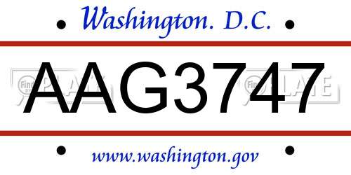 AAG3747 District Of Columbia License Plate