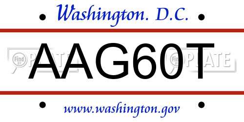 AAG60T District Of Columbia License Plate