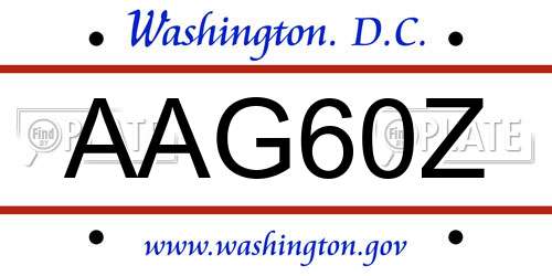 AAG60Z District Of Columbia License Plate