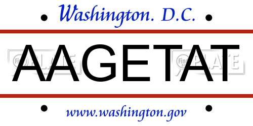 AAGETAT District Of Columbia License Plate