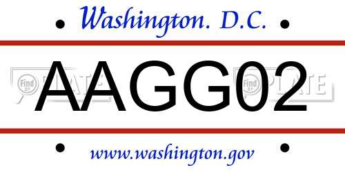 AAGG02 District Of Columbia License Plate