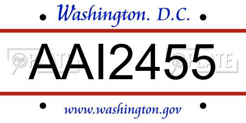 AAI2455 District Of Columbia License Plate