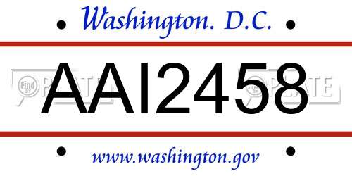 AAI2458 District Of Columbia License Plate