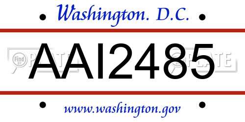 AAI2485 District Of Columbia License Plate