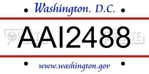AAI2488 District Of Columbia License Plate