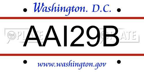 AAI29B District Of Columbia License Plate