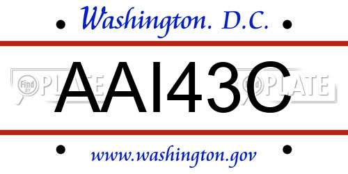 AAI43C District Of Columbia License Plate