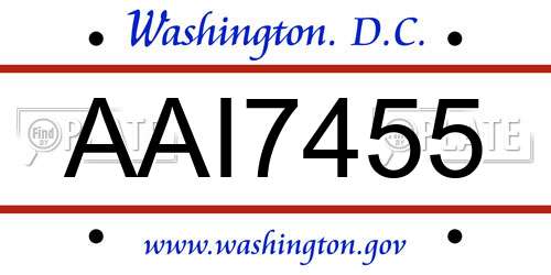 AAI7455 District Of Columbia License Plate