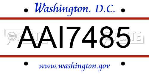 AAI7485 District Of Columbia License Plate