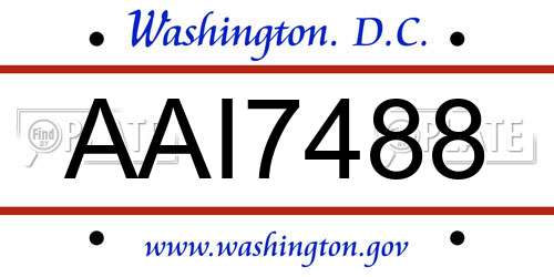 AAI7488 District Of Columbia License Plate